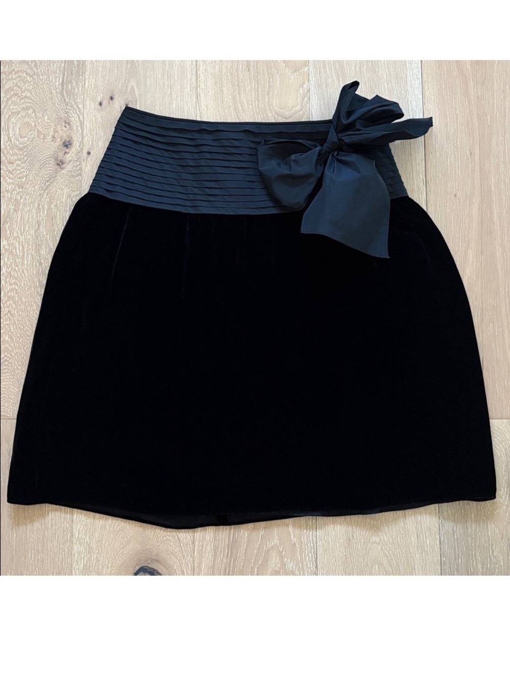 Etcetera Black Velvet Mini Skirt with Bow Waist